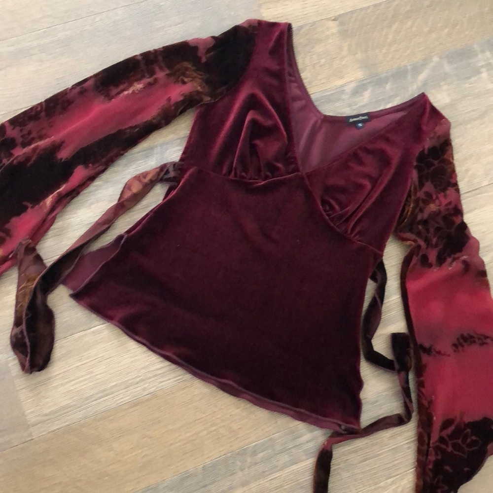 Knit Velvet Top with Velvet Burnout sleeves